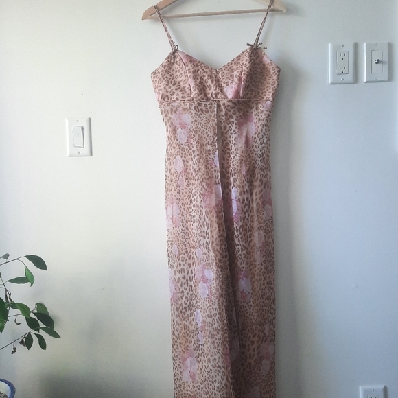 Morgan & Co. Dresses & Skirts - Vintage Morgan & Co Babydoll Y2K Floral Mesh Fairy Lace Overlay Maxi Dress Strap